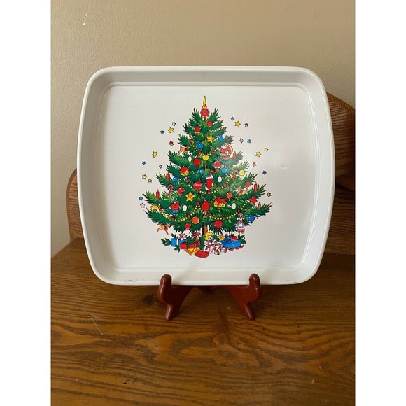 Lot of 3 Vintage Christmas Santa Snowman Holiday Serving Trays - Picture 8 of 10